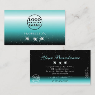 Carte De Visite Style Turquoise noir Ombre Sparkle Diamonds Ajoute