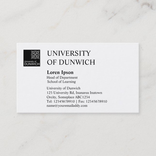 Carte De Visite Style universitaire - Noir et blanc (Devant)