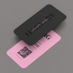 Carte De Visite Stylet esthétique professionnelle cheveux noir ros