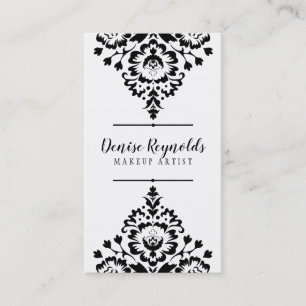 Carte De Visite STYLISH AFFAIRES élégant joli damassé noir blanc