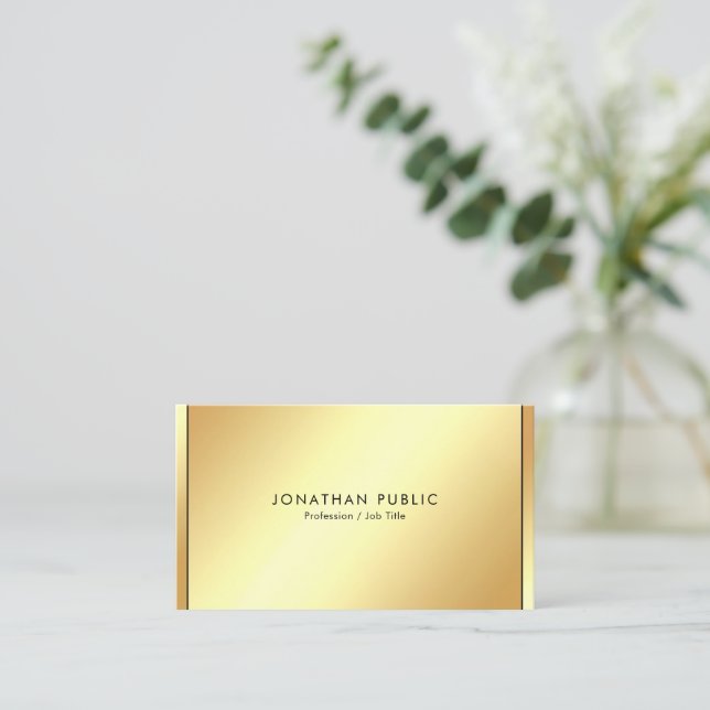 Carte De Visite Stylish Black & Gold Professional Modern Template (Debout devant)