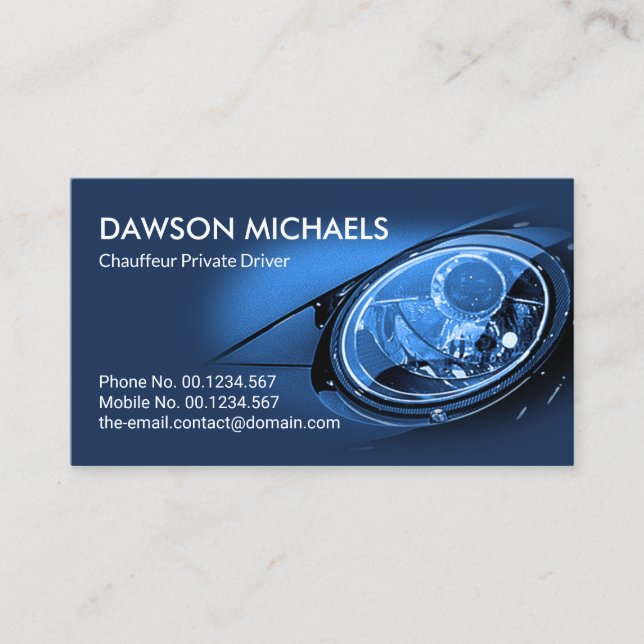 Carte De Visite Stylish Blue Sport Car Auto Driver Détail (Devant)