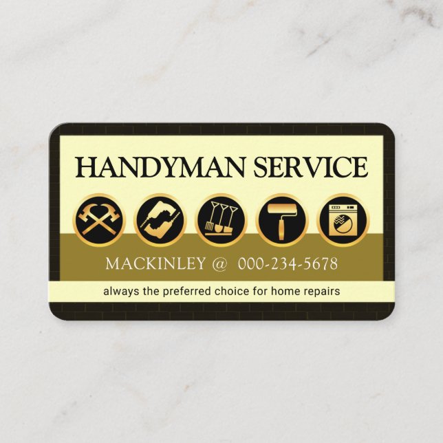 Carte De Visite Stylish Creative Handyman Tools Icon Layer (Devant)