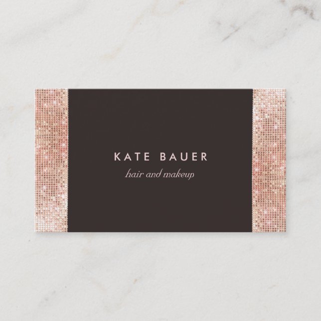 Carte De Visite Stylish FAUX Rose Gold Sequin Beauté et beauté (Devant)