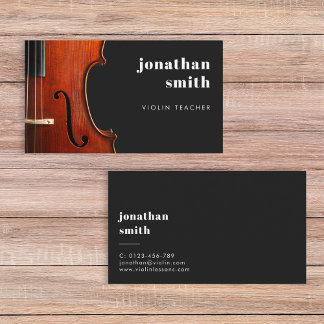 Carte De Visite Stylish minima violon musicien noir