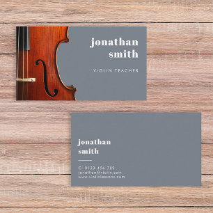 Carte De Visite Stylish Minimal Violon Musicien Bleu