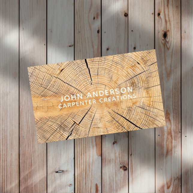 Carte De Visite Stylish Modern Wooden Carpentry Business Card (Créateur téléchargé)