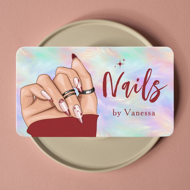 Carte De Visite Stylish Nail Artist Iridescente Opal Beauty Salon (Créateur téléchargé)