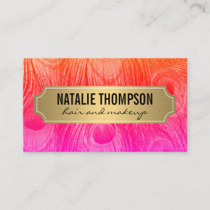 Carte De Visite Stylish Peacock Feathers Gold Metallic Frame