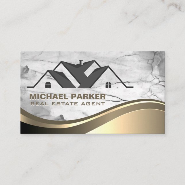 Carte De Visite Stylish Real Estate Logo | Marble Stone (Devant)