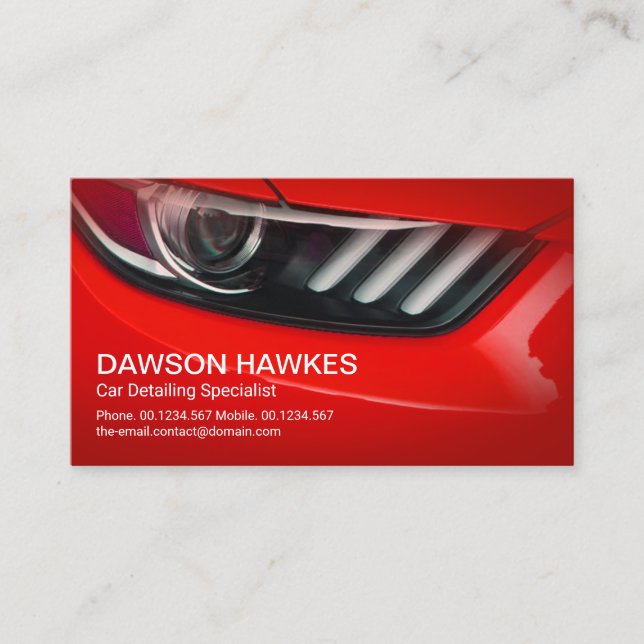 Carte De Visite Stylish Red Sports Car Headlights Détail auto (Devant)