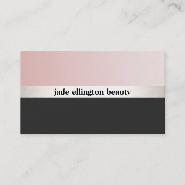Carte De Visite Stylish rose et noir Silver Stripe Beauty 2 (Devant)