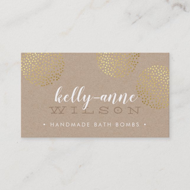 Carte De Visite STYLISH SPOTTY SPOT glam bain or bombe kraft (Devant)