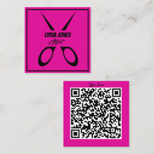 Carte de visite Stylist Carré rose chaud avec code