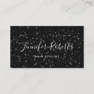 Carte De Visite Styliste cheveux Styliste Étoiles brillantes Noir 
