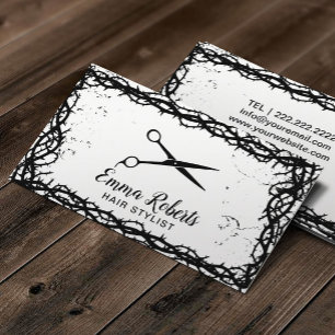 Carte De Visite Styliste de cheveux ciseaux noirs gothique Thorn e