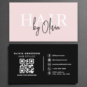 Carte De Visite Styliste de cheveux de code QR moderne Typographie