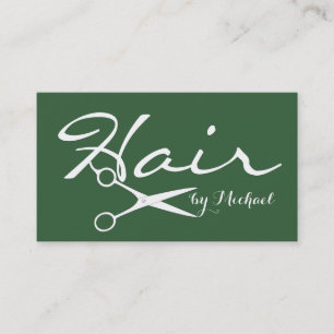 Carte De Visite Styliste de cheveux Elégant Deep Moss Green Arrièr