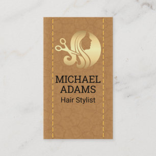Carte De Visite Styliste de cheveux logo Beauté   Cuir pointu