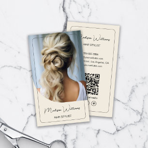 Carte De Visite Styliste de cheveux - Photo moderne Crème