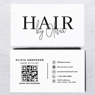 Carte De Visite Styliste de cheveux QR Code Typographie moderne