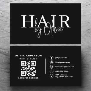Carte De Visite Styliste de cheveux QR Code Typographie moderne