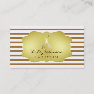 Carte De Visite Styliste de cheveux Strited Gold Faux Salon Profes