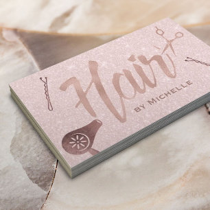 Carte De Visite Styliste de cheveux Typographie Or Blush Rose Gold