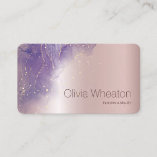 Carte De Visite Styliste de salon Light Pink Gold et Purple Sparkl