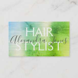 Carte De Visite Styliste des cheveux en métal brossé vert