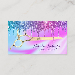 Carte De Visite Styliste des cheveux Unicorn Blue Pink Parties sci
