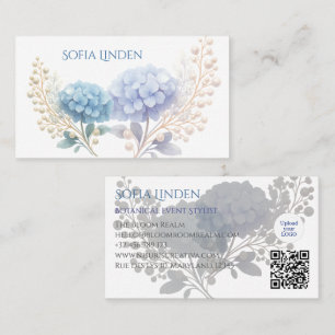 Carte De Visite Styliste des événements Powder Blue Hydrangea Wate
