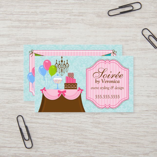 Carte De Visite Styliste et conception d'événement (Devant/Arrière en situation)