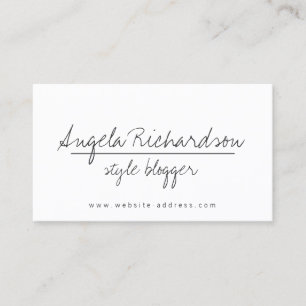 Carte De Visite Styliste manuscrite unique minimaliste, blogueur