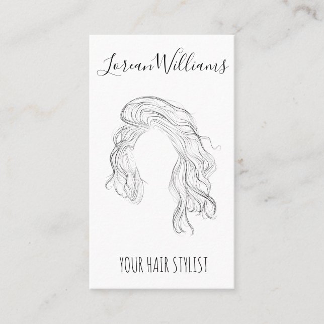 Carte De Visite Styliste minimaliste des cheveux naturels longue v (Devant)