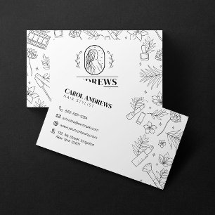 Carte De Visite Styliste minimaliste des cheveux noirs et blancs