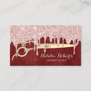 Carte De Visite Styliste Rose Gold Drivers Salon Red Velvet
