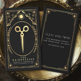 Carte De Visite Stylliste des cheveux Vintages Noir & Or Tarot