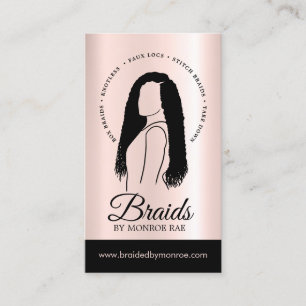 Carte De Visite Stylo à cheveux ou cheveux Braider Braid Salon Ros