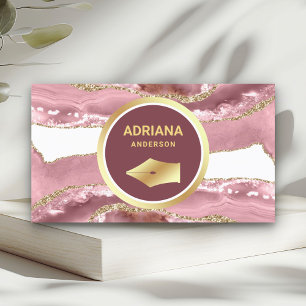 Carte De Visite Stylo à pointe en or Avocat Agate Rose Blush