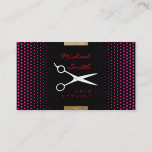 Carte De Visite Stylo Cheveux Moderne Pink Polka Point