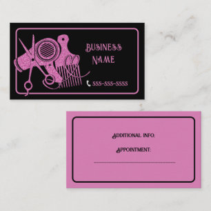 Carte De Visite Stylo Cheveux Rose Et Noir