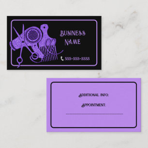 Carte De Visite Stylo Cheveux Violet Et Noir