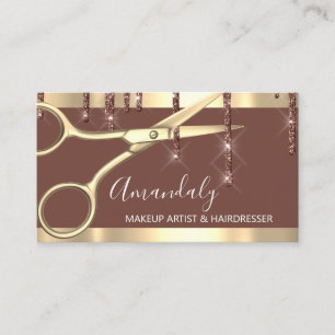 Carte De Visite Stylo coiffeur ciseaux dorés maigres