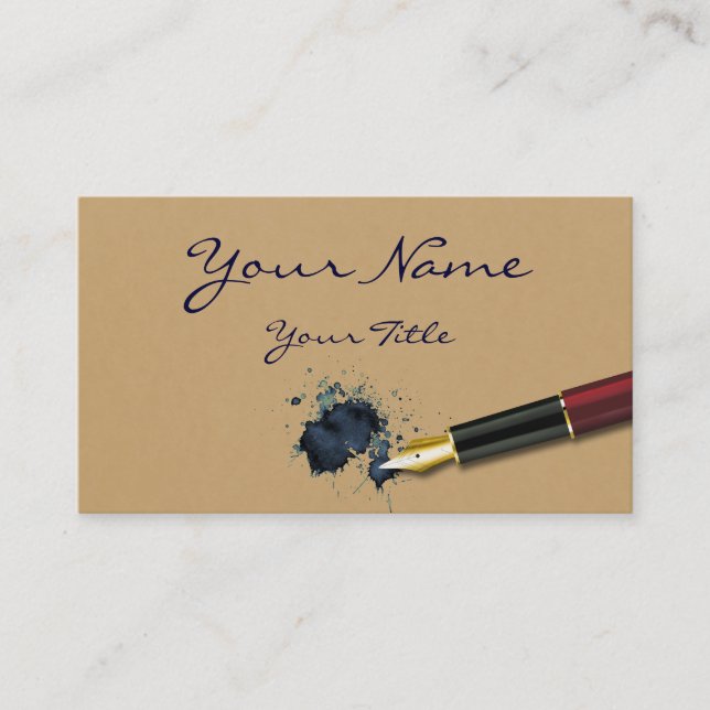 Carte De Visite Stylo-plume de remplisseur avec la tache d'encre - (Devant)