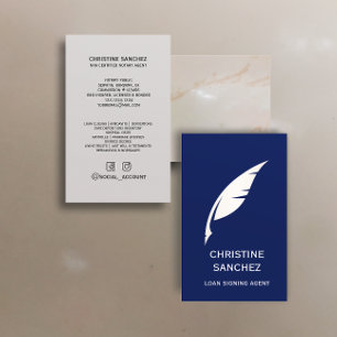Carte De Visite Stylo Quill OR PUBLIC NOTAIRE SINGNING AGENT bleu