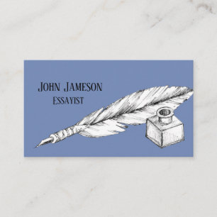Carte De Visite Stylo Quill vintage et puits d'encre