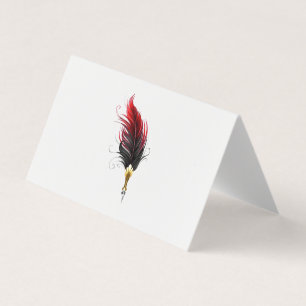 Carte De Visite Stylo rouge en plumes avec nib or