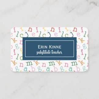 Carte De Visite Substitute Teacher Business Calling Card Alphabet