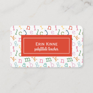 Carte De Visite Substitute Teacher Business Calling Card Alphabet